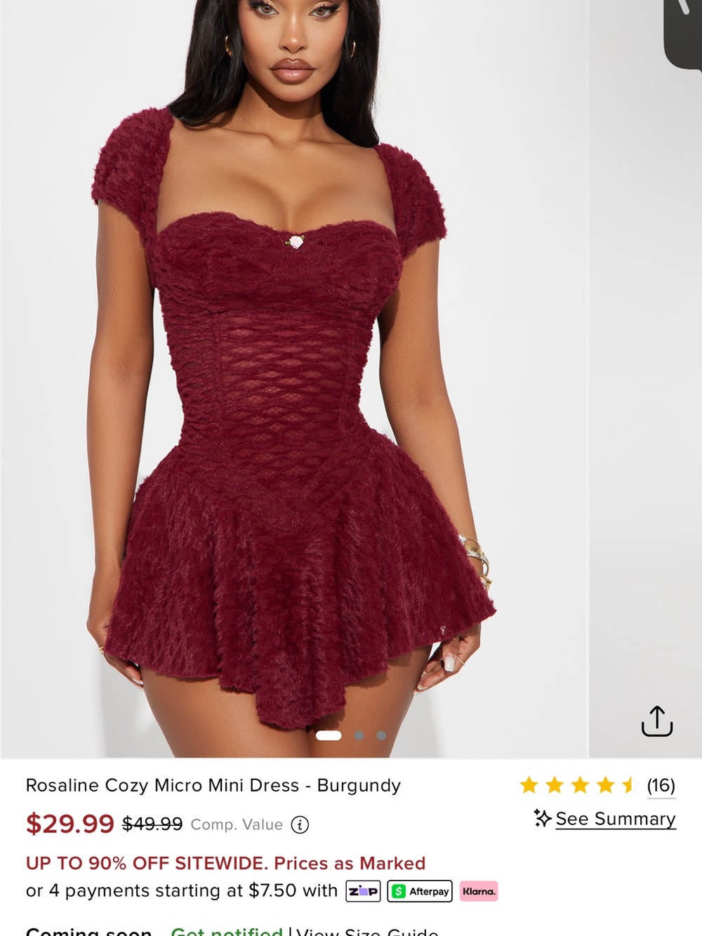 Rosaline Cozy Micro Mini Dress in Burgundy